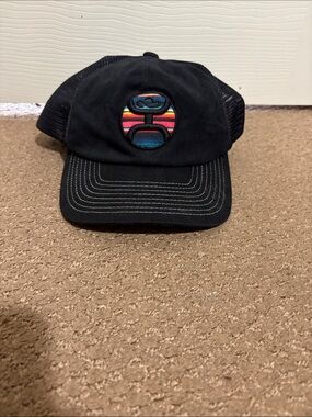 Hooey Black Baseball Hat with Multicolor Striped Patch